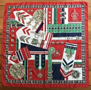 Symphony Scarfs Italian Italy Nautical Red Blue Green Head Scarf Wrap 35" Square